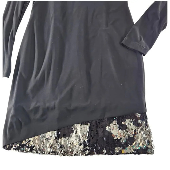 Betsy & Adam Womens Mini Cocktail Dress Size 6 Reversible Sequins Long Sleeve - Picture 9 of 11